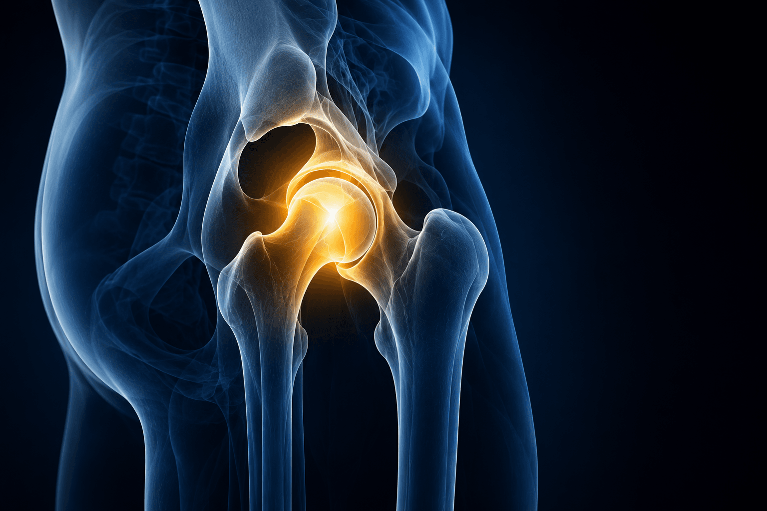 Hip x-ray style anatomy render
